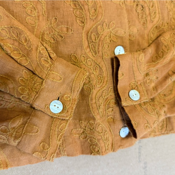 Coldwater Creek Button Down Shirt Jacket Embroidered Western 100% Cotton Cottage - Picture 5 of 8